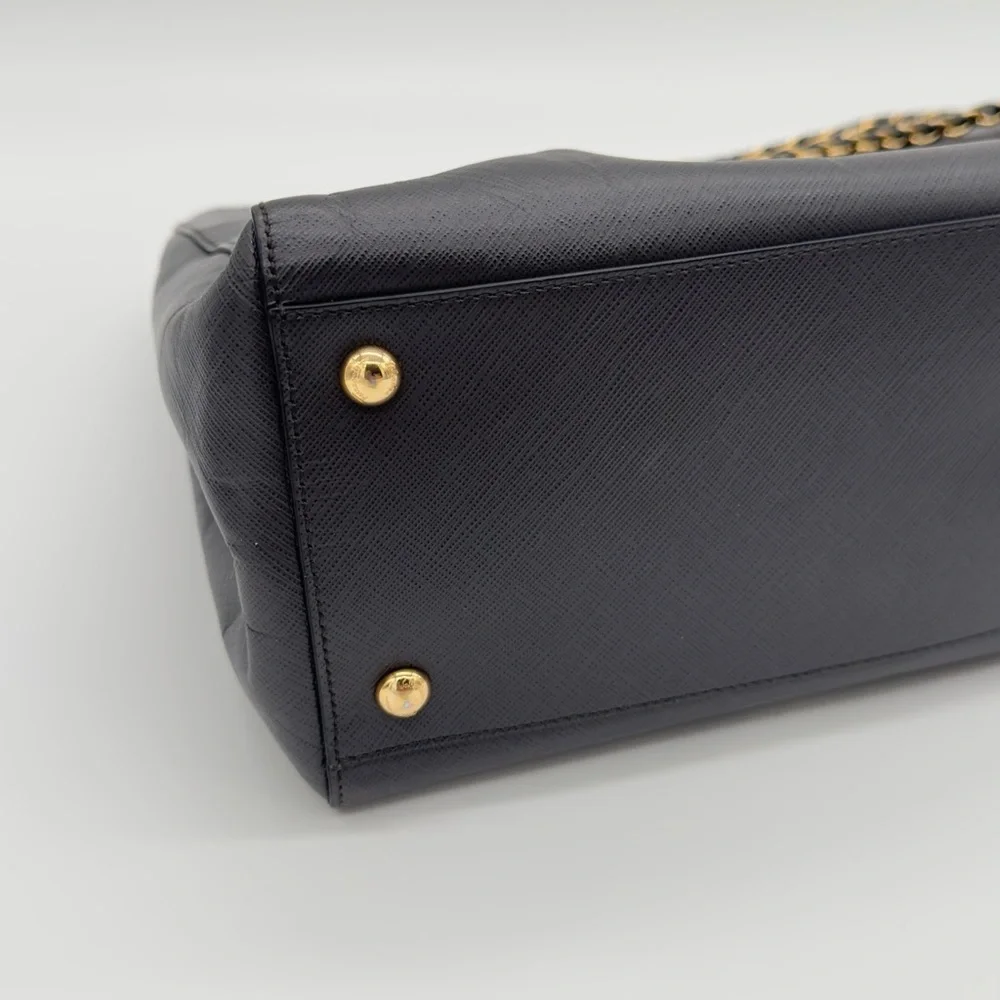 Salvatore Ferragamo Leather Chain Tote Bag Handbag Grey Gold - Picture 9 of 16